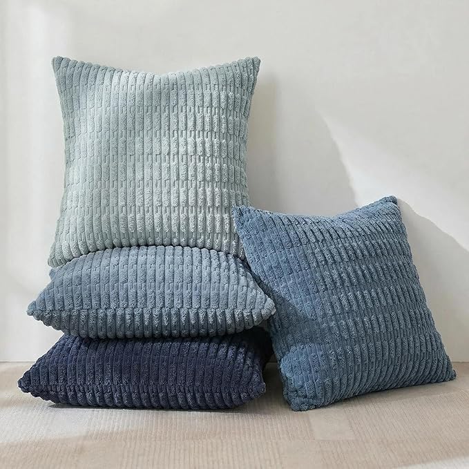 Fancy Homi Set of 4 Blue Boho Decorative Throw Pillow Covers 26x26 Inch - Image 2