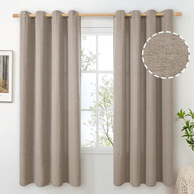 BGment Privacy Linen Curtains for Bedroom 72 Inch Length 2 Panels, Taupe by BGment