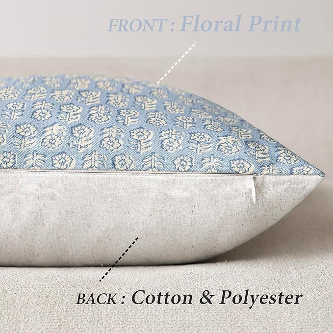 Foindtower Set of 2 Decorative Neutral Floral Print Throw Pillow Covers Vintage - Image 2