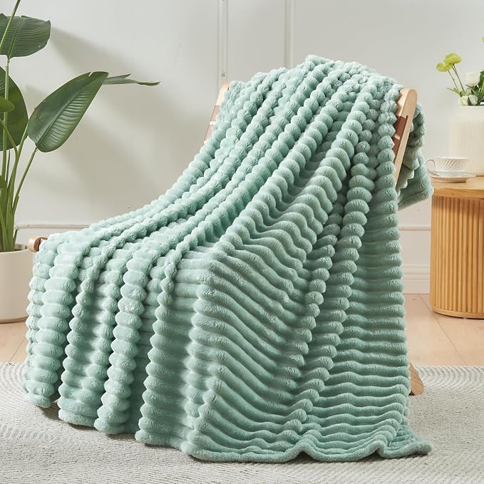 NEWCOSPLAY Super Soft King Blanket New Sage Green Premium Silky Flannel Fleece - Image 7