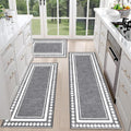HEBE Farmhouse Kitchen Rugs Sets of 3 Non Slip Washable Boho Kitchen Rugs and by HEBE