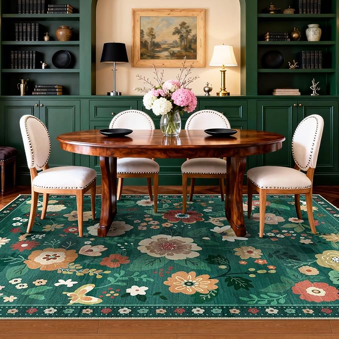 RELEANY Floral Nursery 5x7 Area Rugs Washable Print Boho Cute Carpet Non Slip - Image 7