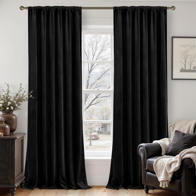LAMIT Halloween Black Velvet Blackout Curtains - Image 2
