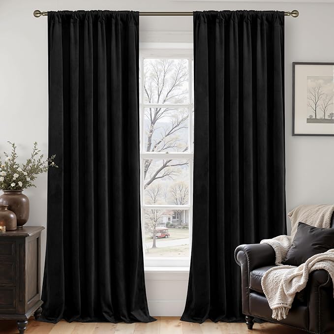 LAMIT Halloween Black Velvet Blackout Curtains - Image 2
