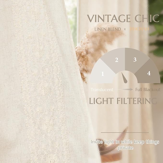 jinchan Small Window Curtains 54 Inch Length Linen Cafe Curtains - Image 6