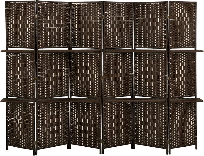 Room Divider 6 Panel Room Screen Divider Folding Portable partition Screen Wood by FDW