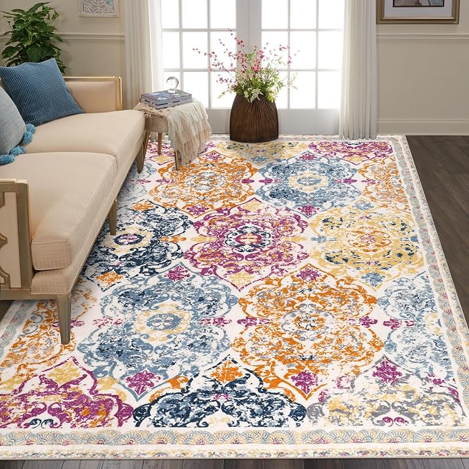 Vaukki Living Room Rug, Vintage Shaggy Soft Laundry Rug, Non Slip Kitchen Area by Vaukki
