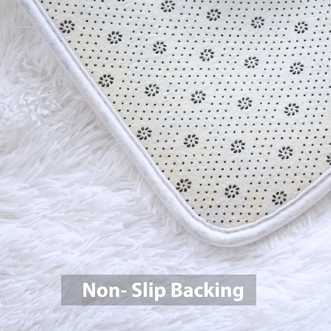 White Rug 5x8 for Living Room: White Fluffy Area Rugs for Bedroom-White Shag - Image 7