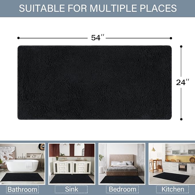 LOCHAS Luxury Bathroom Rug Shaggy Bath Mat 24 x 54 Inch, Washable Non Slip Bath - Image 2