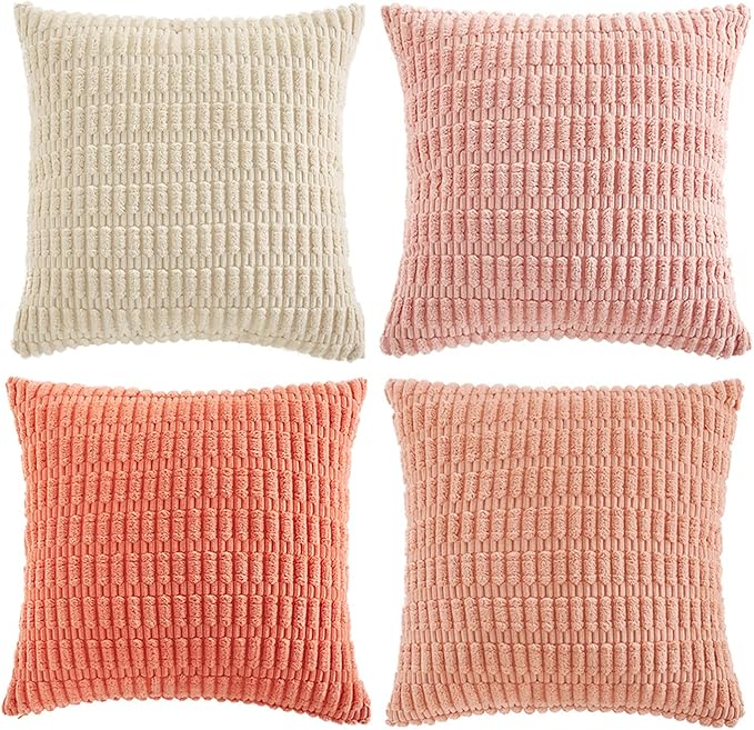 Fancy Homi 4 Packs Boho Blush Pink Euro Decorative Throw Pillow Covers 26x26 - Image 9
