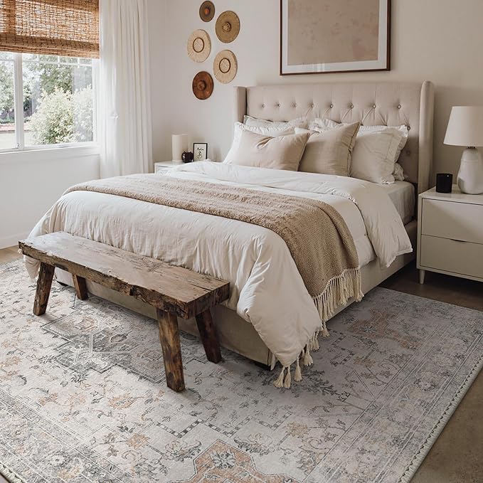 GENIMO 7x9 Area Rugs for Living Room, Non Slip Machine Washable Vintage Rugs - Image 2