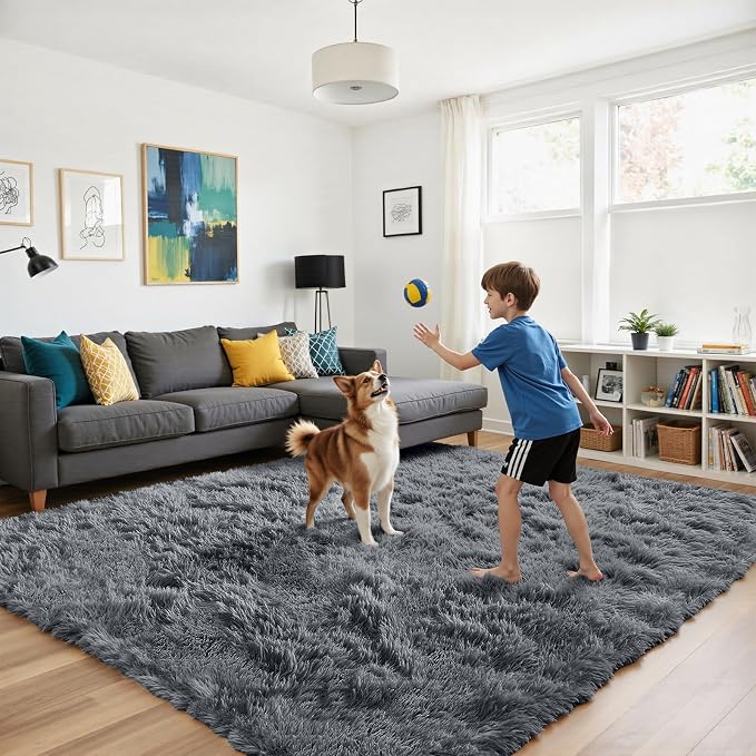 Fluffy Rug Shaggy Area Rug, Small Bedside Rug, Soft Fluffy Shaggy Entryway - Image 5