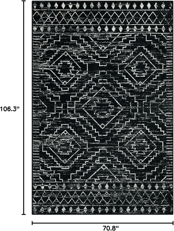 Wonnitar Moroccan 6x9 Area Rugs, Washable Black Rugs - Image 2