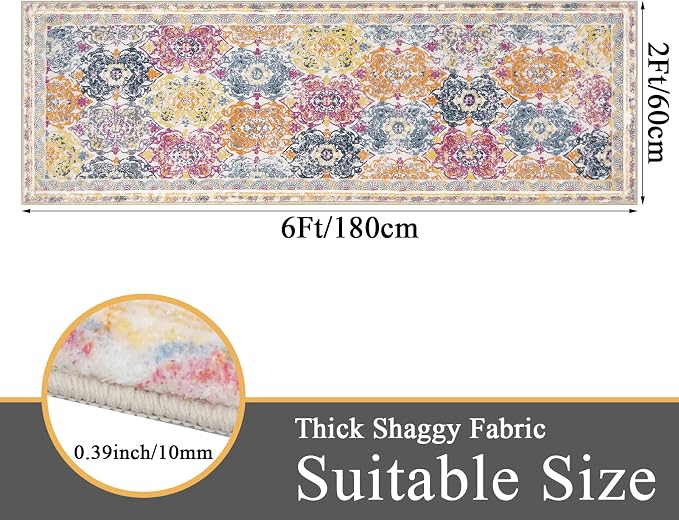 Vaukki Hallway Runner Rug, Vintage Shaggy Soft Laundry Rug Runner, Non Slip - Image 2