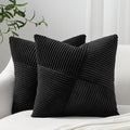 Topfinel 24x24 inches Black Euro Pillow Shams Set of 2 Corduroy Decorative by Topfinel