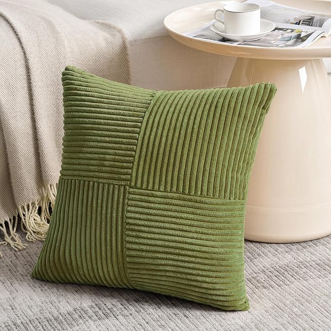 Fancy Homi 2 Packs Moss Green Decorative Throw Pillow Covers 22x22 Inch - Image 2