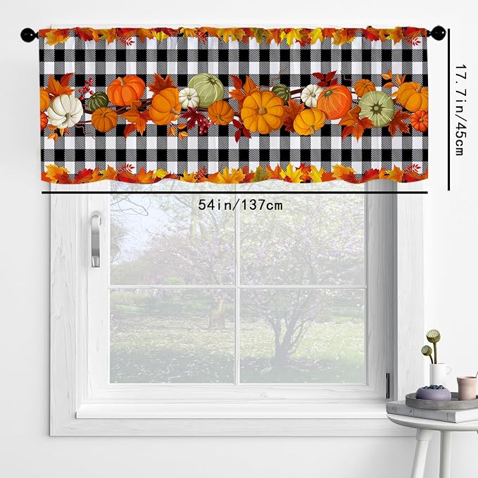 Fall Pumpkin Kitchen Curtains Thanksgiving Design - Image 2