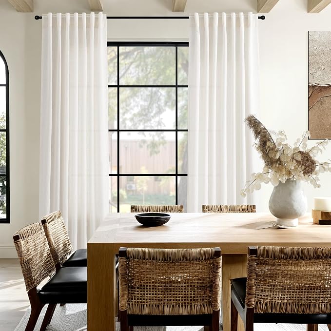 Ivory White Curtains 96 Inches Long 2 Panels - Image 8