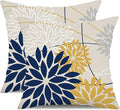 Outdoor Pillow Covers 20x20 Inch Set of 2 Navy Blue Yellow Outdoor Waterproof by DFXSZ