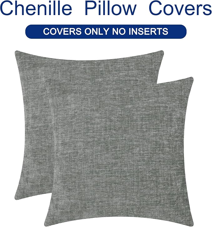 CaliTime Throw Pillow Covers Decorative 18 X 18 Inches Pack of 2 Cozy Chenille - Image 6