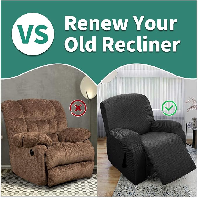 YEMYHOM 4 Pieces Oversized Stretch Recliner Slipcover Latest Jacquard Large - Image 5