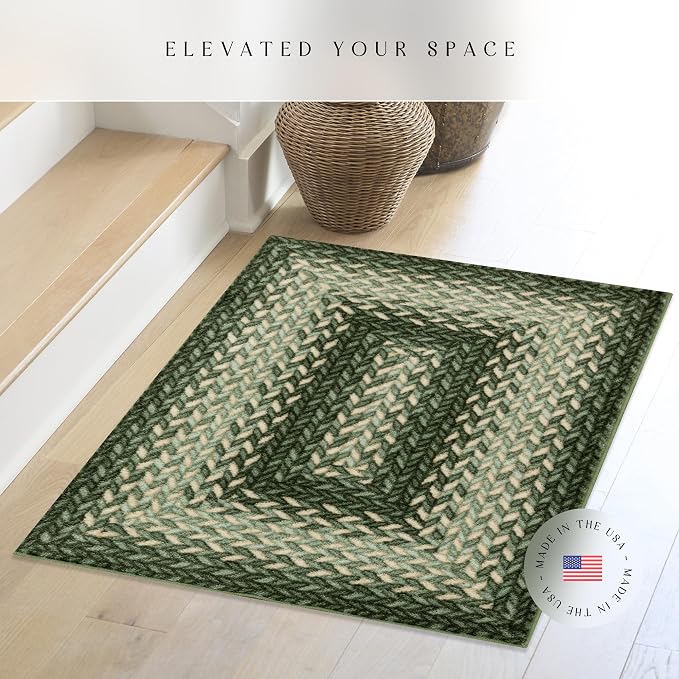 Maples Rugs Marion Bohemian Braided-Style Print Area Rug – Made in USA – - Image 3