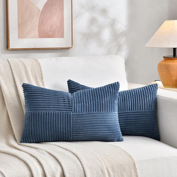 Fancy Homi 2 Packs Dusty Blue Lumbar Decorative Throw Pillow Covers 14x22 Inch - Image 5