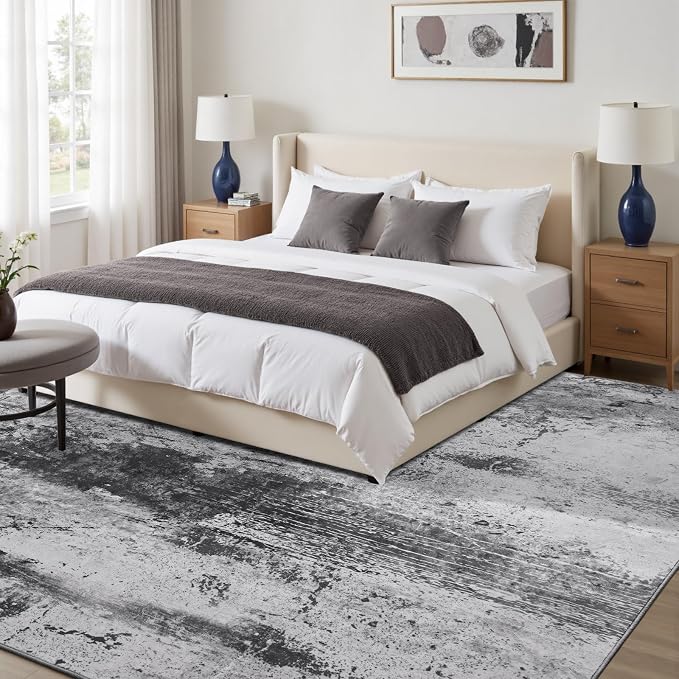 Toneed Abstract Area Rug 5x7 Modern Washable Rug Soft Non Slip Rug Low Pile - Image 4