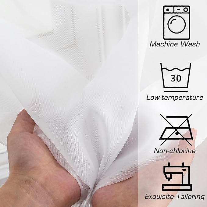 OWENIE Sheer Curtains 84 Inches Long 2 Panels Set, Sheer White Curtains - Image 4