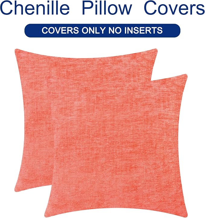 CaliTime Throw Pillow Covers Decorative 26 X 26 Inches Pack of 2 Cozy Chenille - Image 6