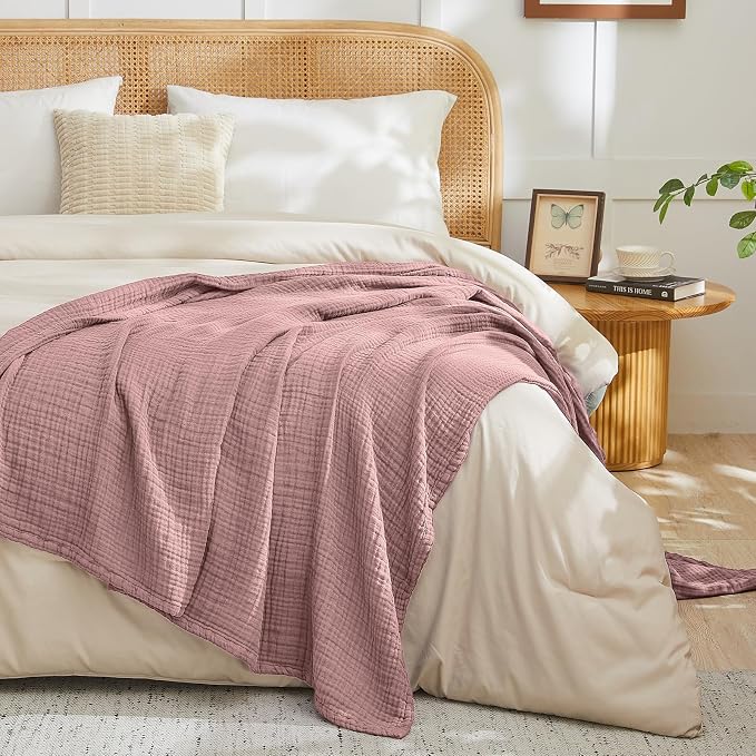EMME Cotton Blanket King Size for Bed Soft Muslin Blankets Lightweight - Image 6
