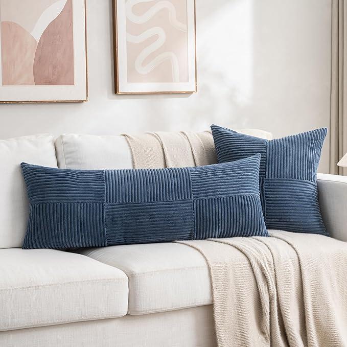 Fancy Homi 2 Packs Dusty Blue Decorative Throw Pillow Covers 22x22 Inch - Image 6