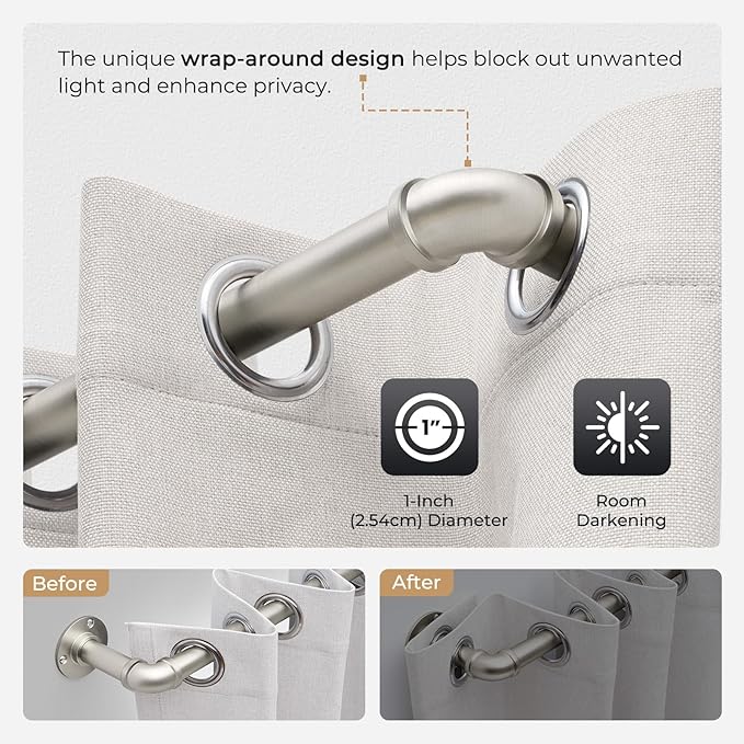 Zeerobee Curtain Rods for Windows 32 to 48, 1 Inch Industrial Wrap Around - Image 3