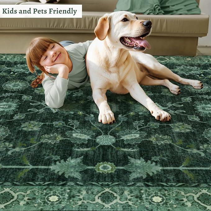 Tangsoo Green 2x5 Runner Rug Non Slip Washable - Image 6