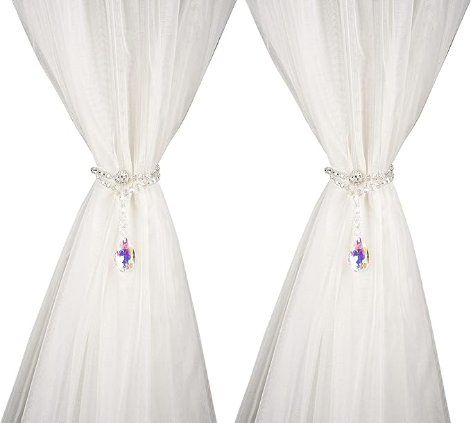 SUQ I OME 2 Pack of Luxury Crystal Beaded Magnetic Curtain Tieback and Holdback by SUQIOME