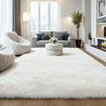 Fluffy 9x12 Large Area Rugs for Bedroom Living Room, Cream White Soft Washable by KICHOWUA
