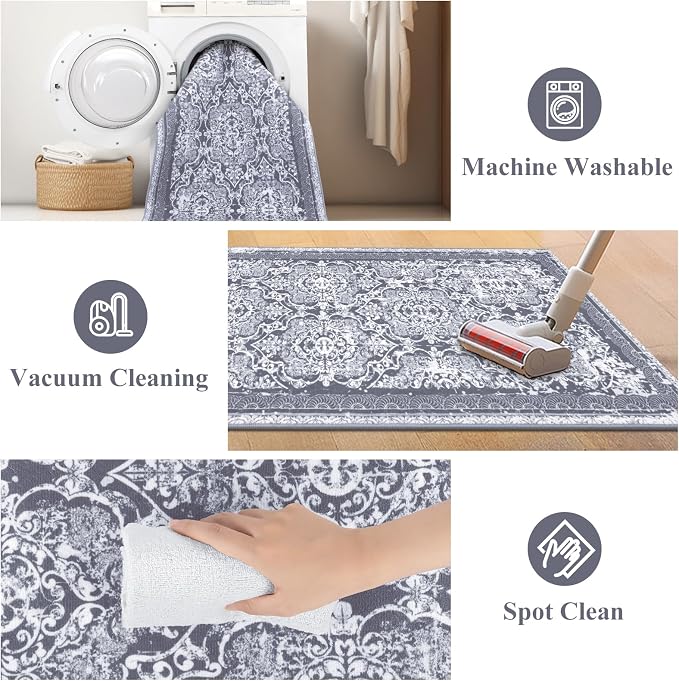Vaukki Hallway Runner Rug, Vintage Shaggy Soft Laundry Rug Runner, Non Slip - Image 5