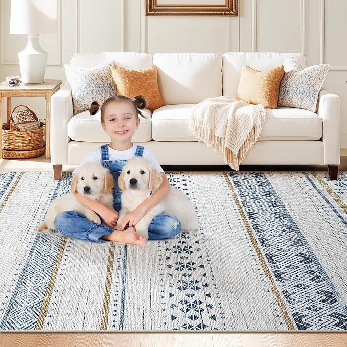 BESTSWEETIE 8x10 Area Rugs for Living Room Washable Moroccan Farmhouse Neutral - Image 2