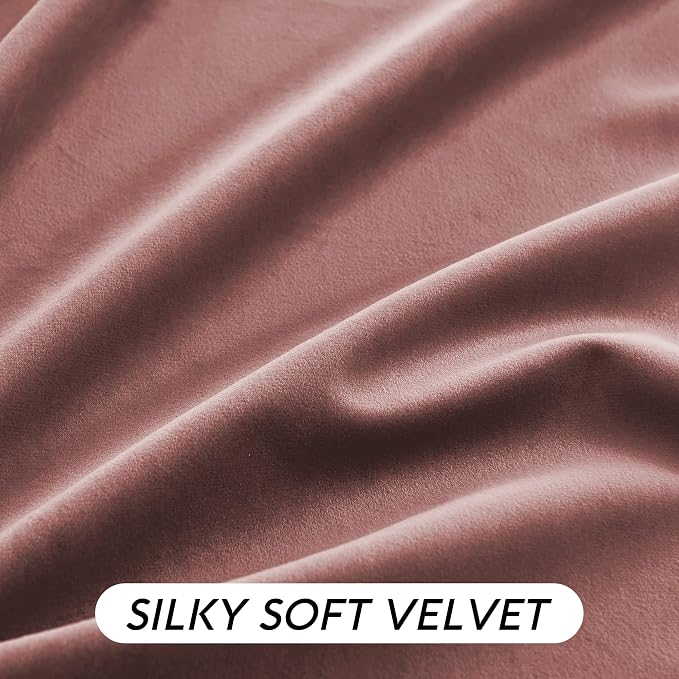 RYB HOME Dusty Pink Velvet Curtains 108 inch, Darkening Window Curtains - Image 7
