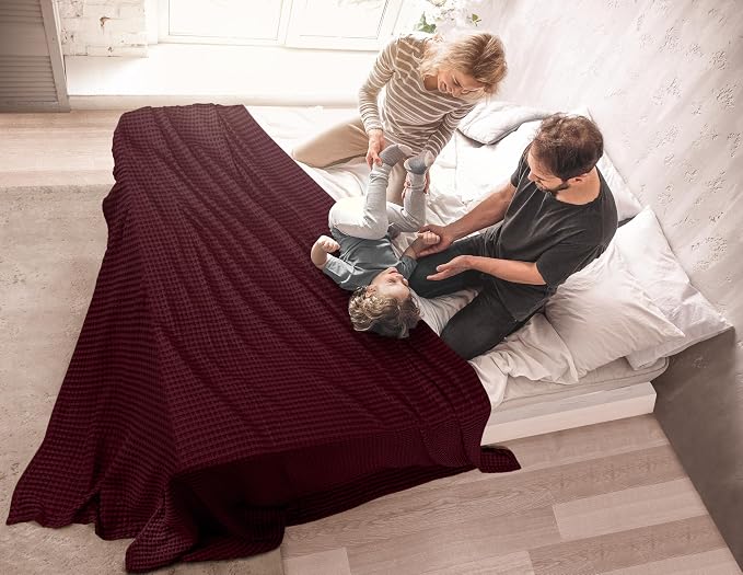 Utopia Bedding Burgundy 100% Cotton Waffle Blanket 300 GSM Soft Lightweight - Image 7