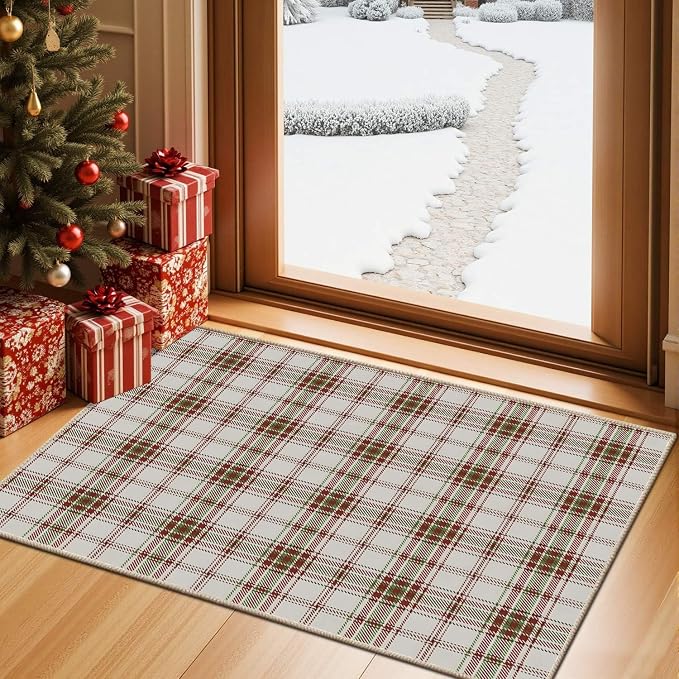 Rugxara Christmas Rug for Entryway Bathroom, 2x3 Kitchen Rug Washable Christmas by Rugxara
