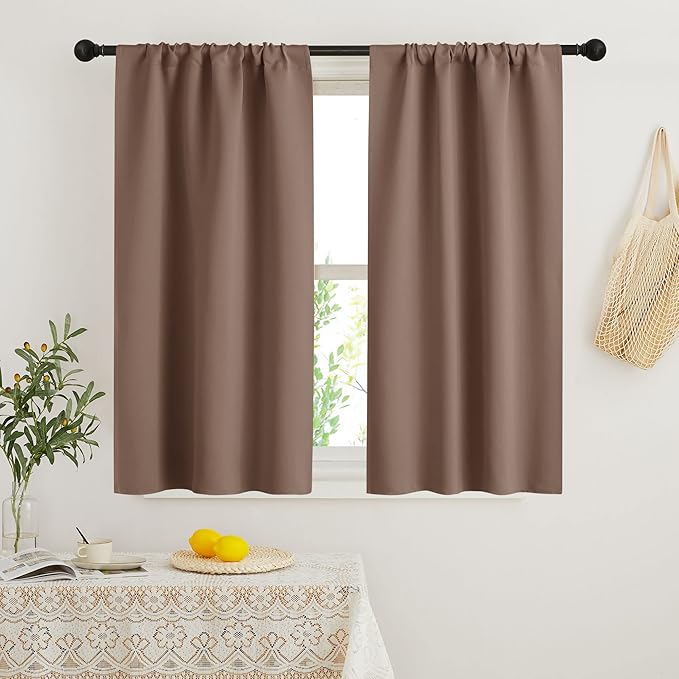 RYB HOME Blackout French Door Window Curtain Covering, Rod Pocket Thermal by RYBHOME