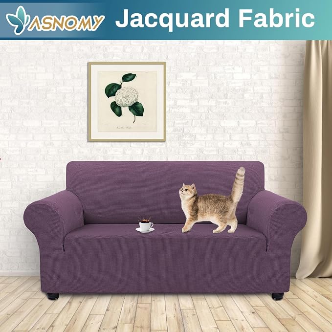 Asnomy Sofa Covers for 2 Cushion Couch Stretch loveseat Covers Slipcovers - Image 2
