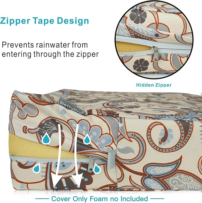 NettyPro Outdoor Patio Bench Swing Cushion Cover Replacement Water Resistant UV - Image 3