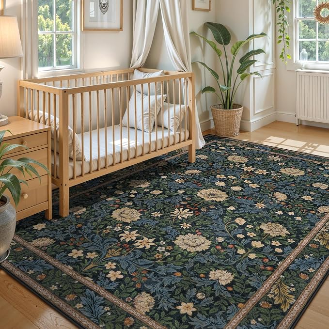 LIVEBOX Washable 5x7 Living Room Boho Area Rug, Soft Floral Rugs - Image 3