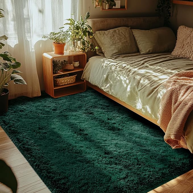 CAIYUECS 3x5 Green Area Rug for Bedroom: Shag Rugs for Living Room-Modern Fuzzy by CAIYUECS