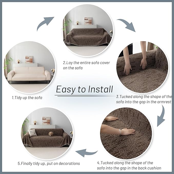 MYSKY HOME Loveseat Cover Deep Chocolate Couch Cover Sectional Couch Covers - Image 7