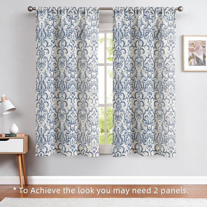 jinchan Linen Tie Up Valance for Flax Floral Drapes Vintage Farmhouse Medallion - Image 4