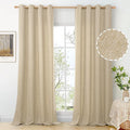 BGment 95 Inch Length Beige Linen Curtains by BGment