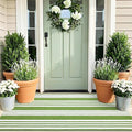 OLANLY Green and White Classic Striped Rug 2' x 4'3" – Washable Cotton Indoor by OLANLY